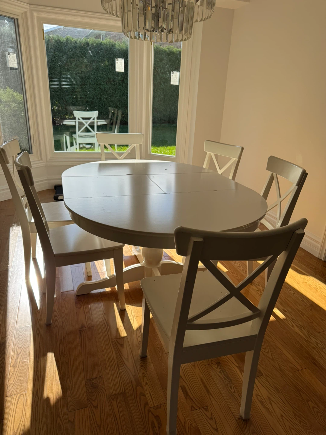 IKEA INGATORP White Extendable Dining Table with 6 Chairs