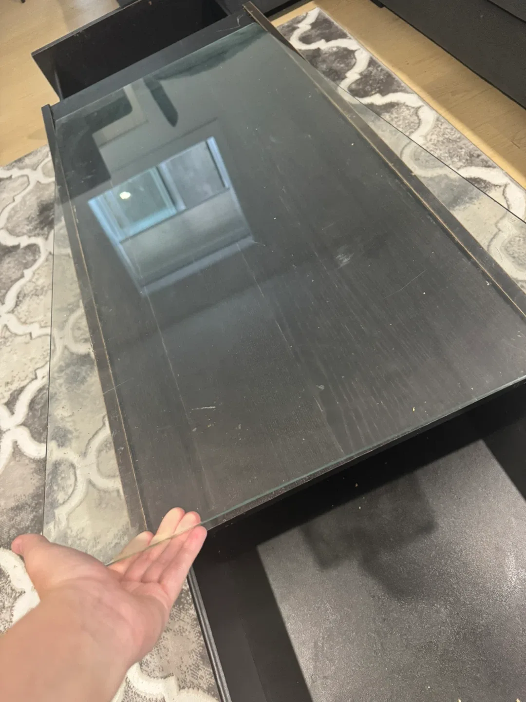 Black Coffee Table with Glass Top and Drawer image indicator(5)