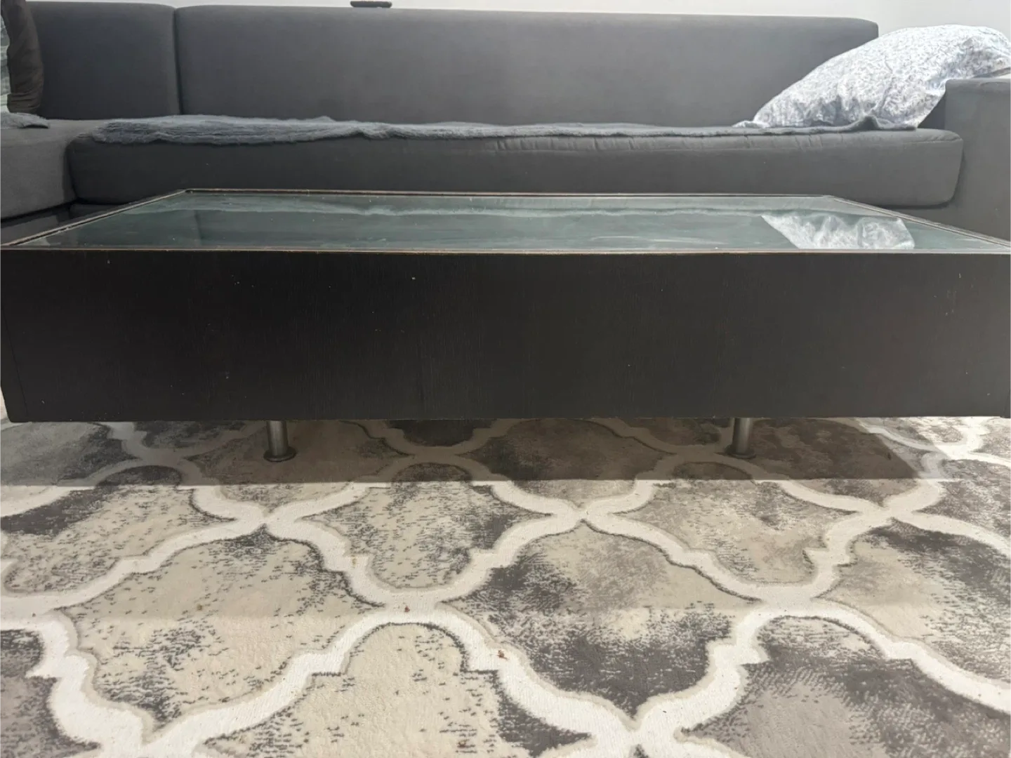 Black Coffee Table with Glass Top and Drawer image indicator(2)