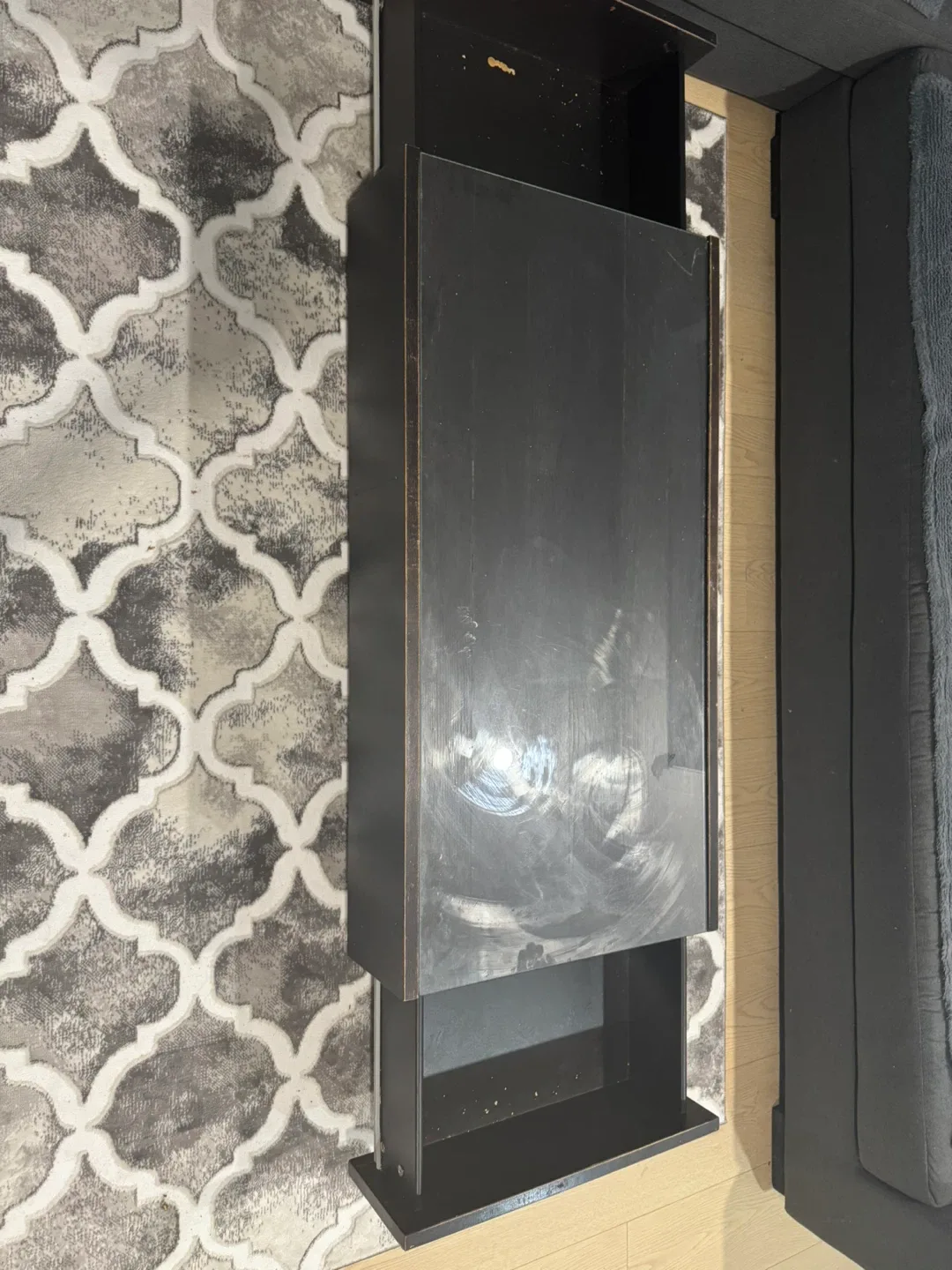 Black Coffee Table with Glass Top and Drawer image indicator(3)