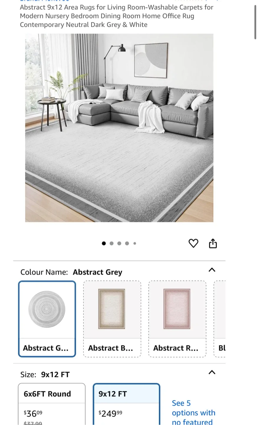 9x12 ft Abstract Grey Area Rug - Soft & Durable thumbnail