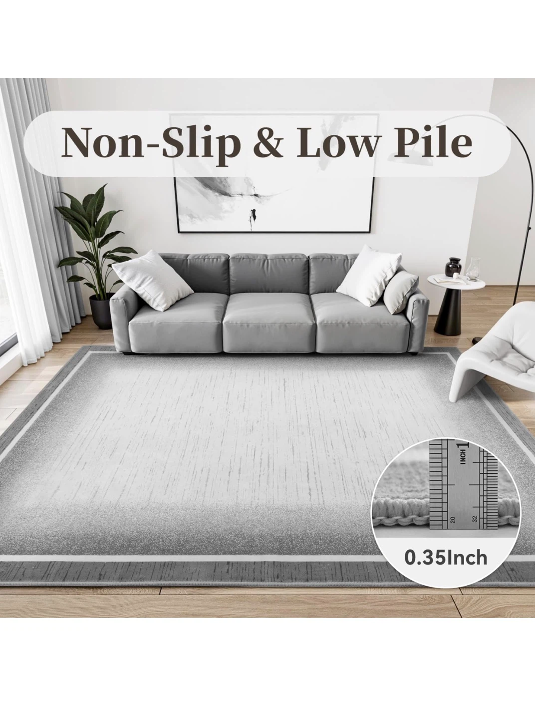 9x12 ft Abstract Grey Area Rug - Soft & Durable - photo 3