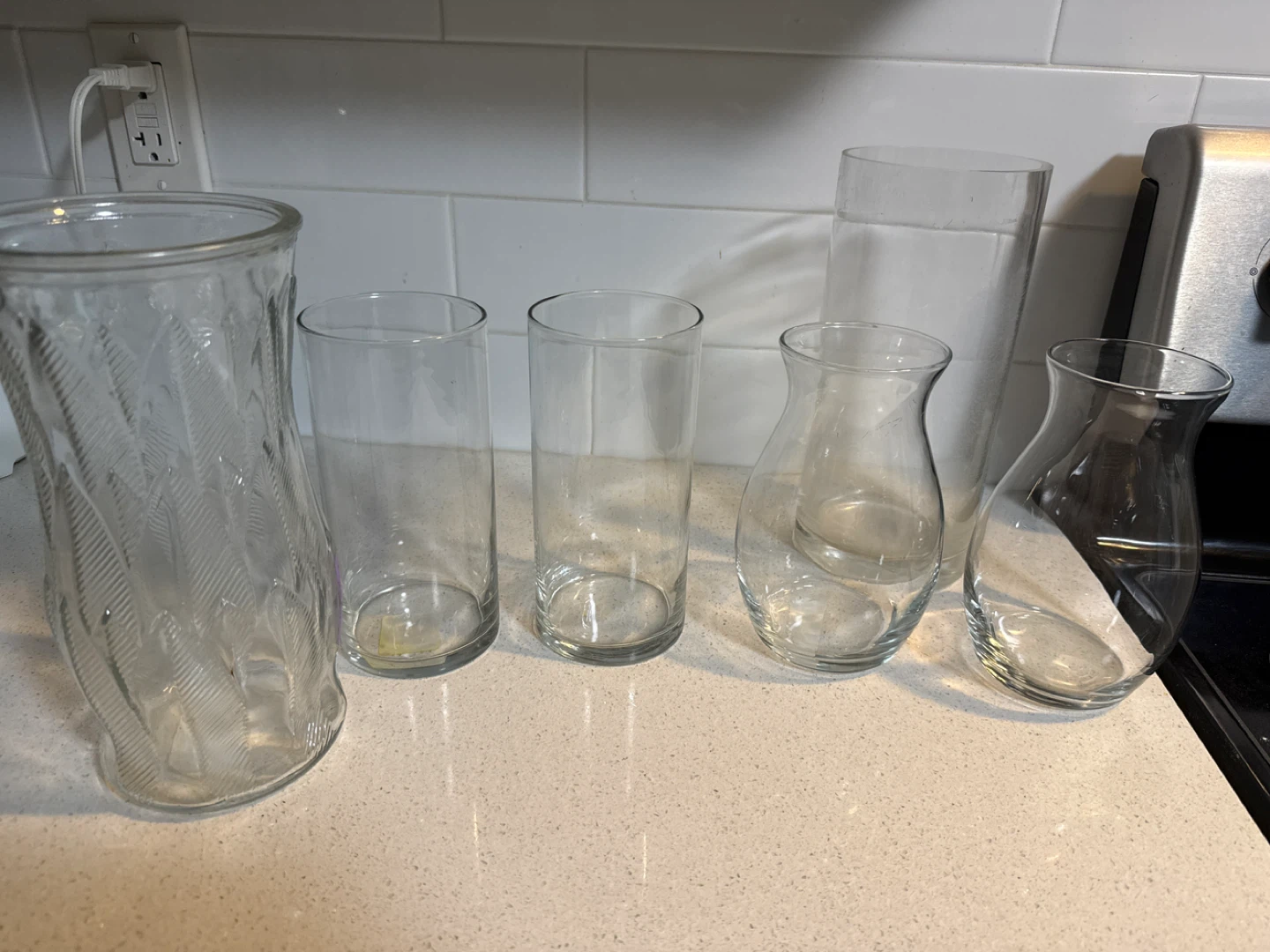 Assorted Clear Glass Vases