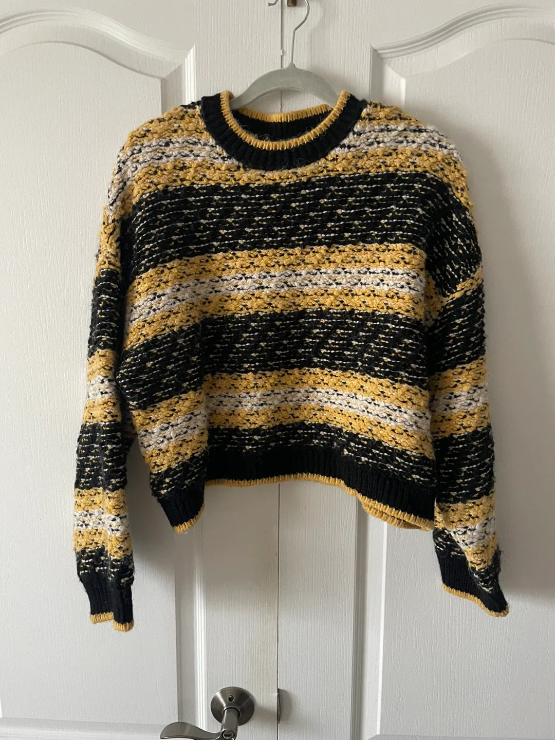 Mango Knit Sweater - Black & Yellow - Size L thumbnail
