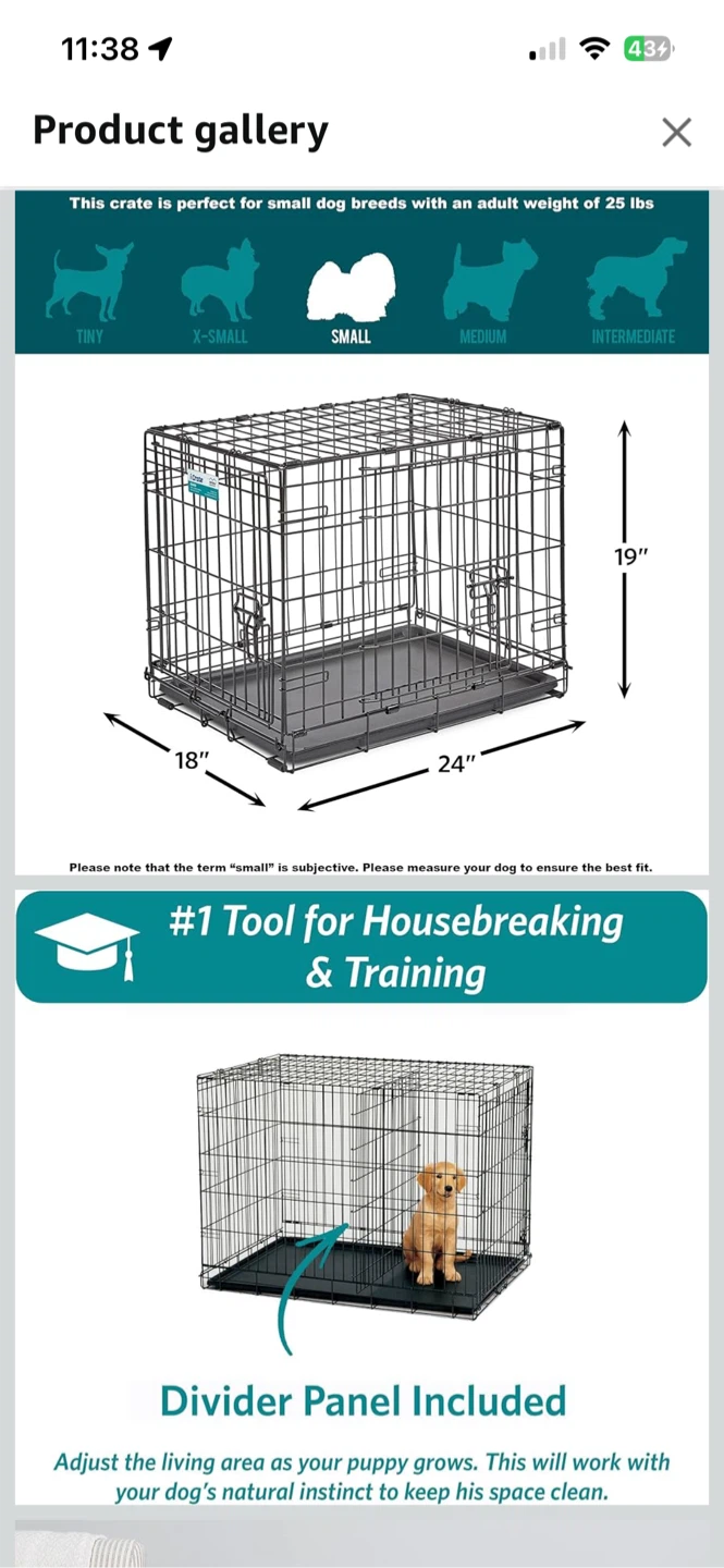 Dog Crate - Small - 24x18x19 in - photo 2
