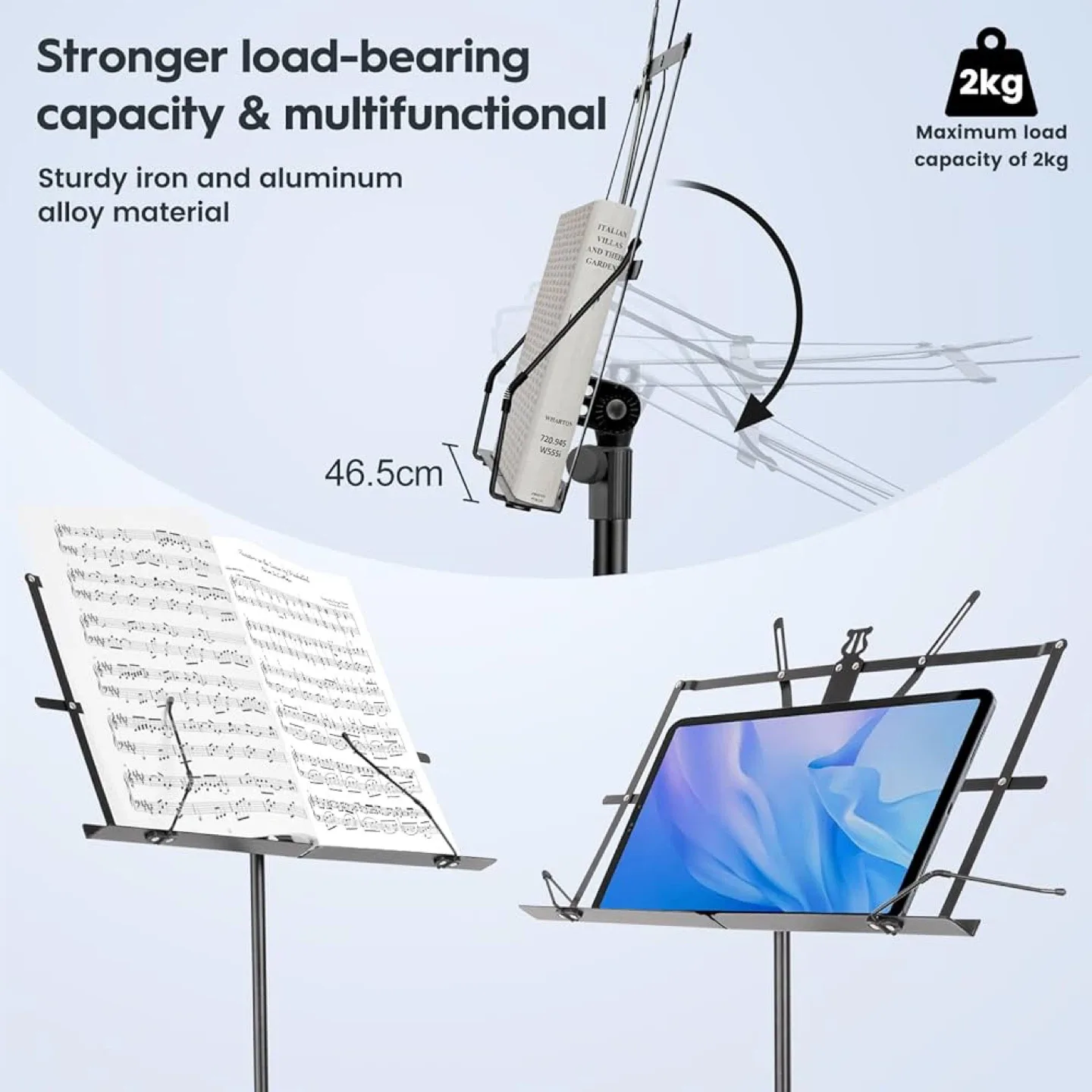 Foldable Music Stand - Portable Sheet Music Stand image indicator(3)
