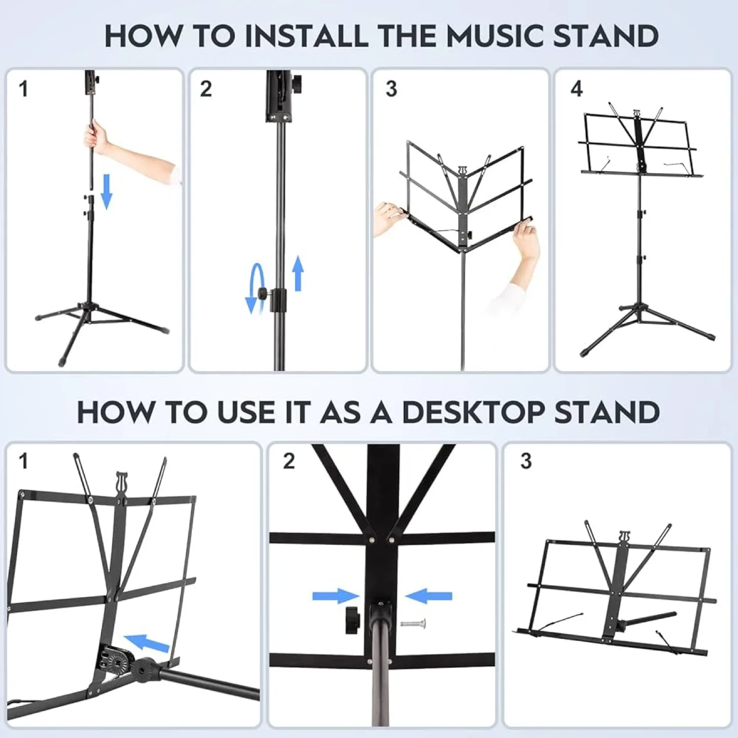 Foldable Music Stand - Portable Sheet Music Stand image indicator(4)