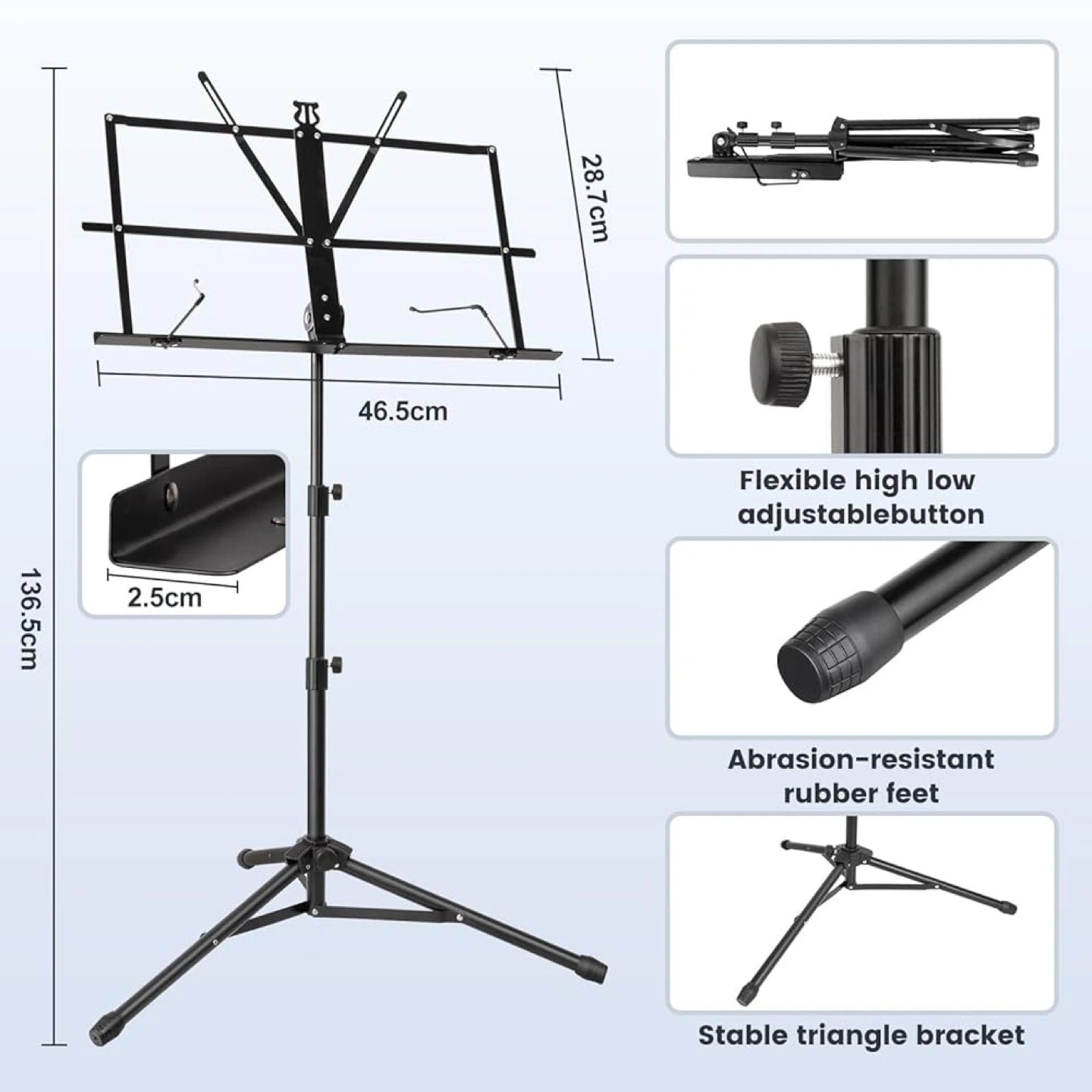 Foldable Music Stand - Portable Sheet Music Stand - photo 2