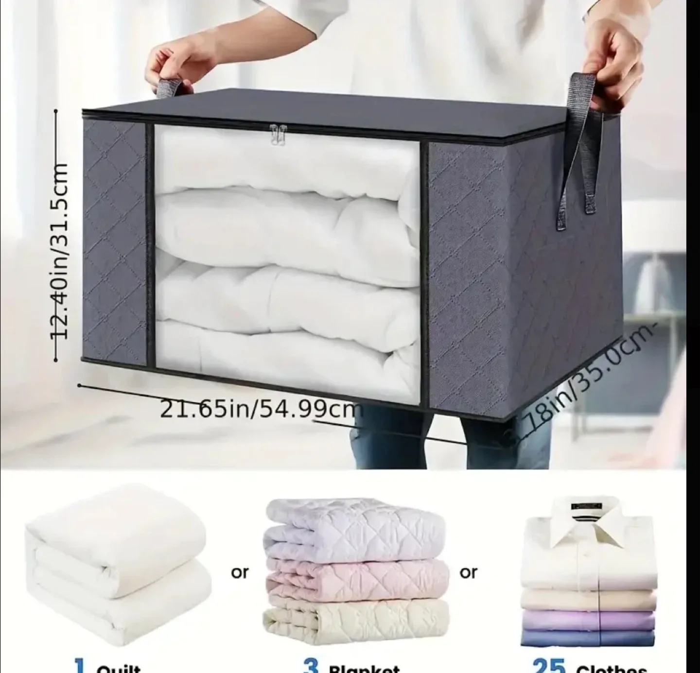 3pack Dark Grey 90L Clothes Storage Bag - New image indicator(2)