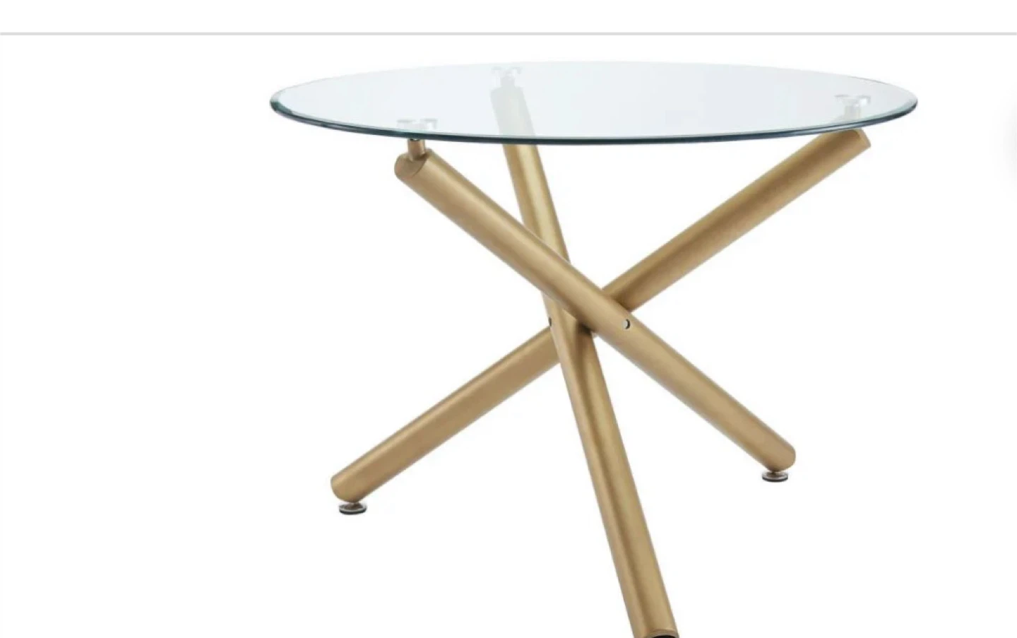 Round Glass Dining Table with 4 Grey Chairs