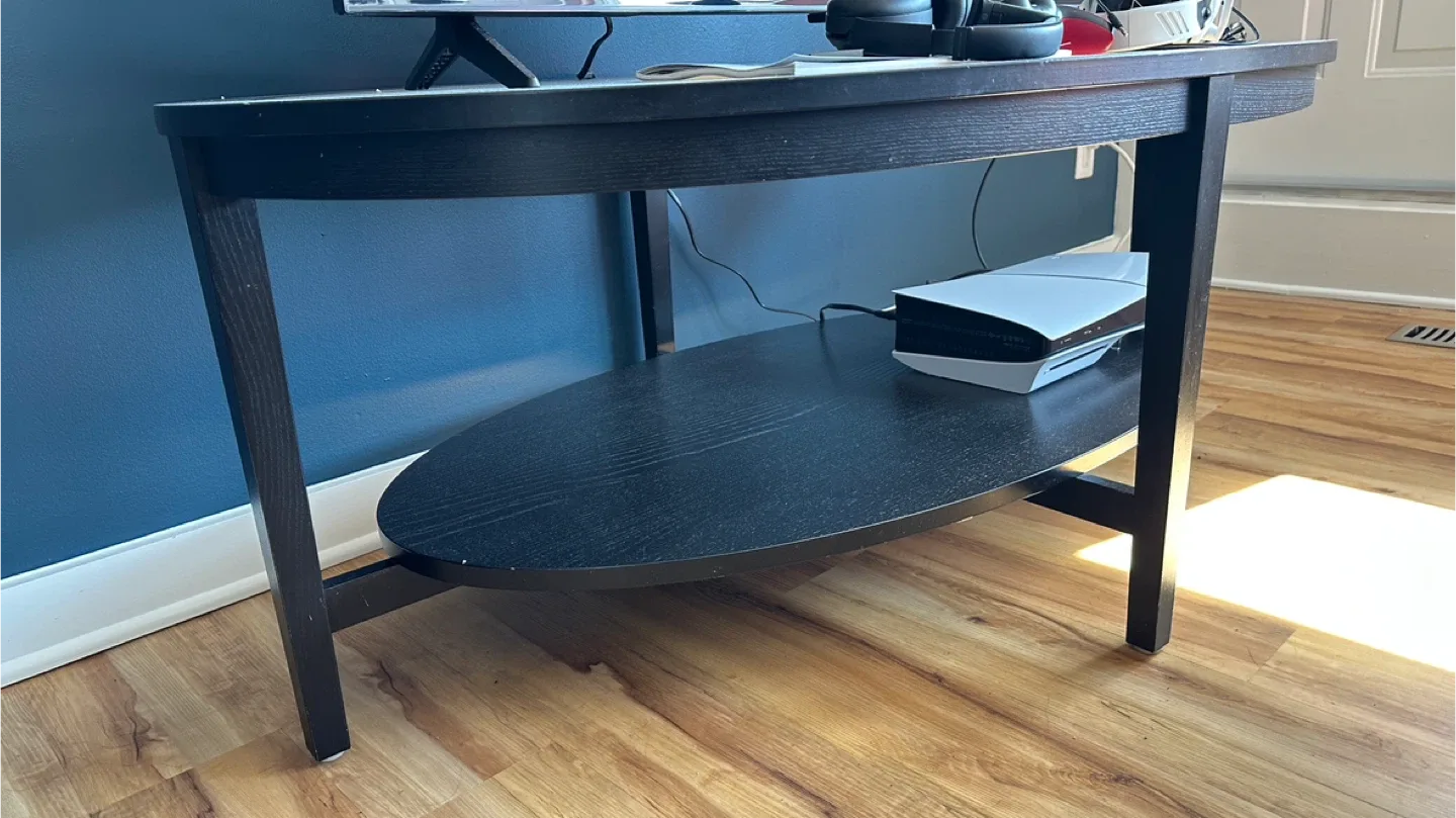 Black Oval Coffee Table with Glass Top image indicator(4)