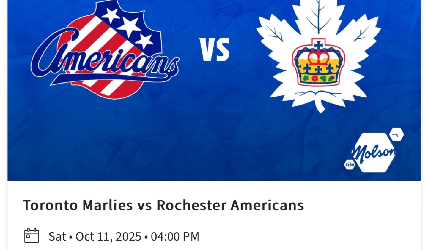 Toronto Marlies vs Rochester Americans Ticket thumbnail