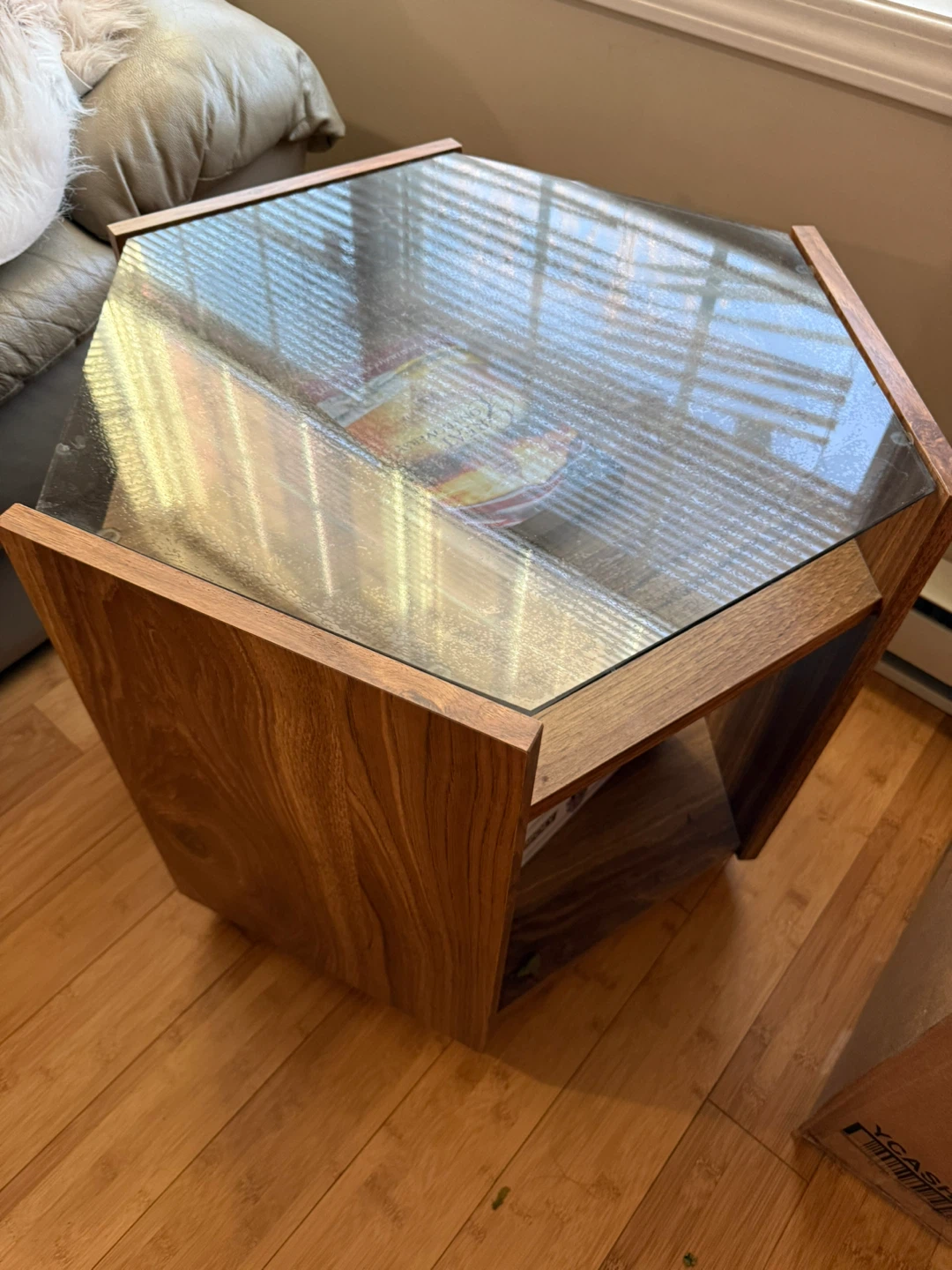 Glass Top Hexagon Side Table