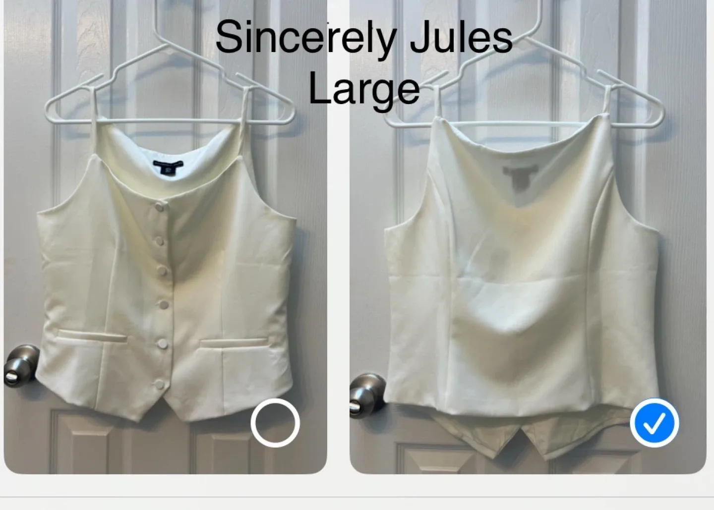 Sincerely Jules White Vest - Size Large thumbnail