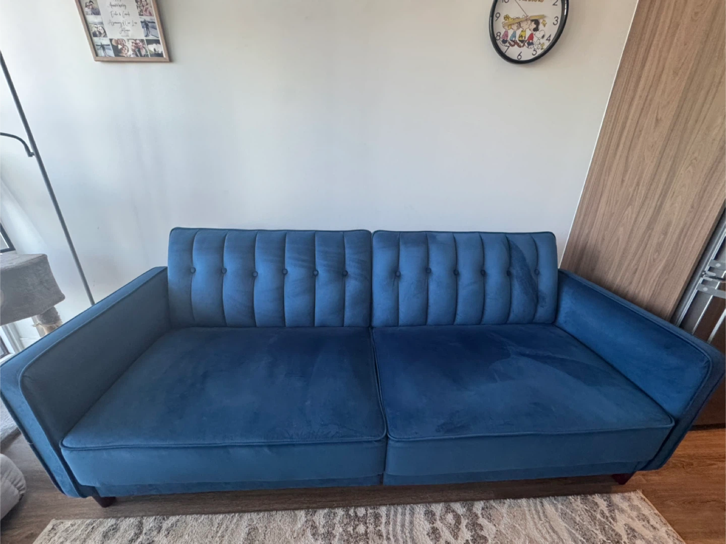 Blue Velvet convertible Sofa