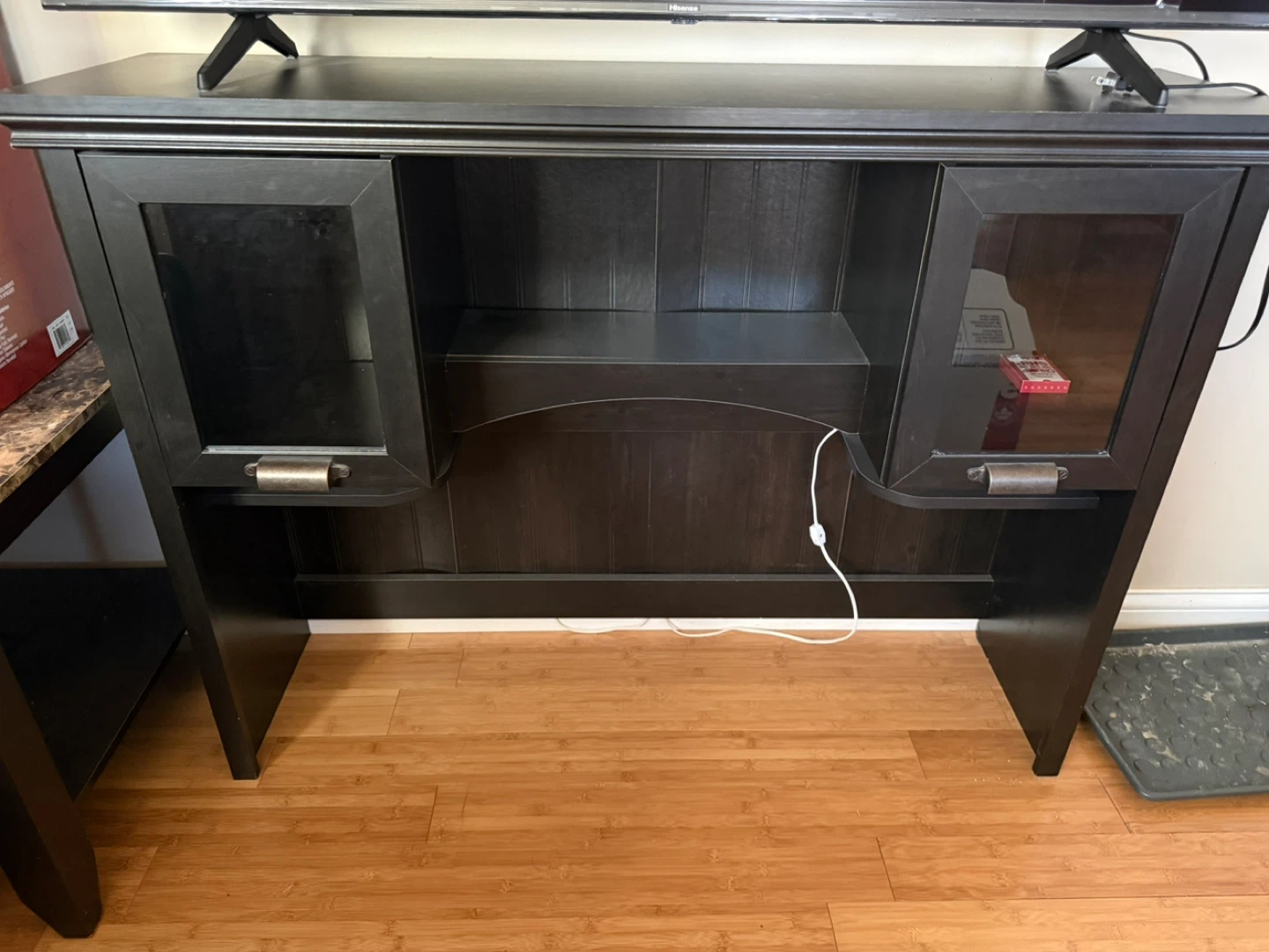 Black Media Console with Glass Doors