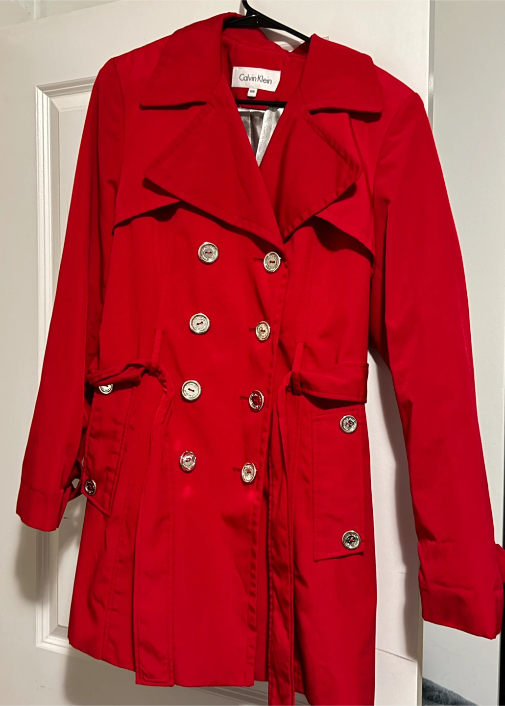 Calvin Klein Red Trench Coat - Size M