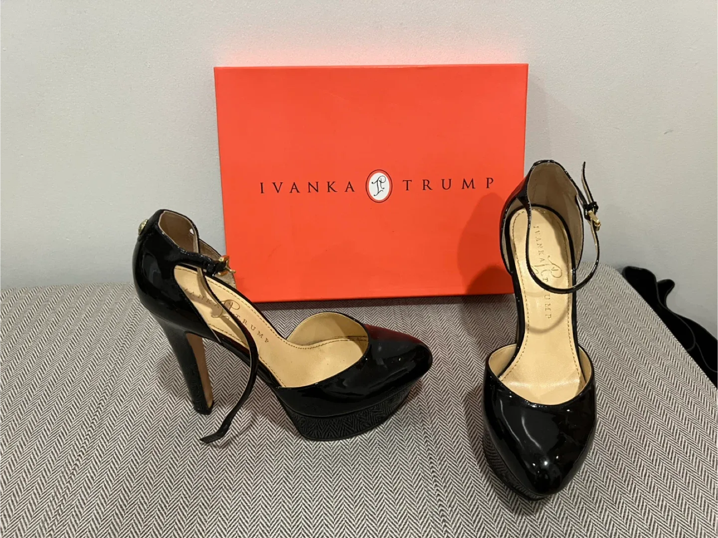 Ivanka Trump Black Patent Leather Heels thumbnail