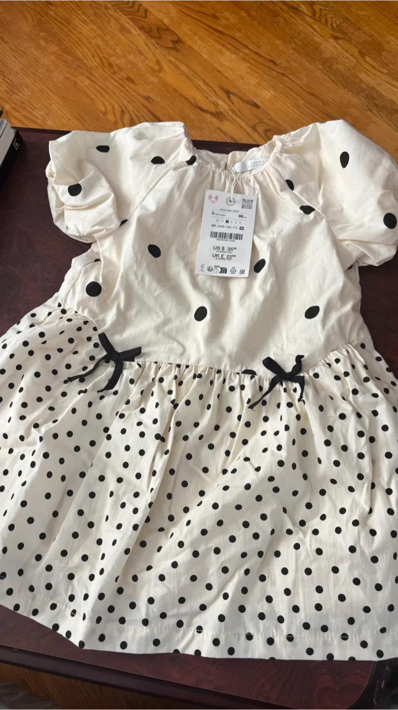 Zara Girls Dress - Size 3 - Polka Dot thumbnail