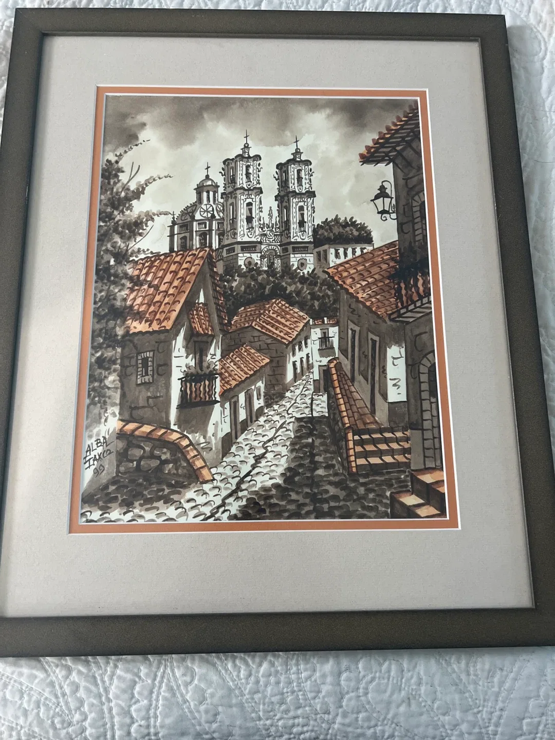 Framed Watercolour Painting from taxco