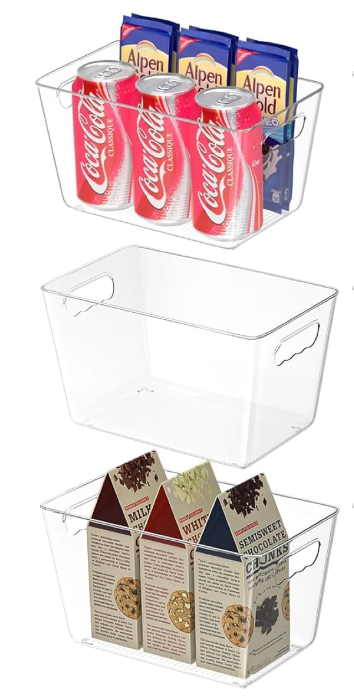 Clear Plastic Storage Bins - Set of 3