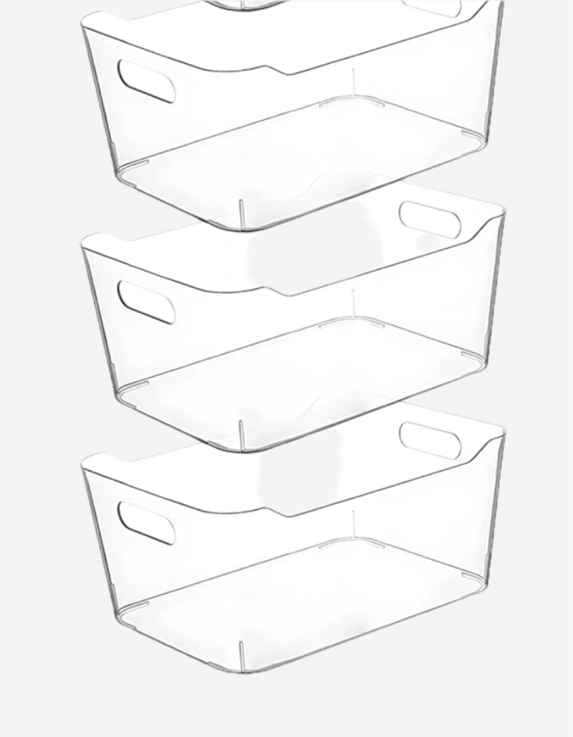 Clear Plastic Storage Bins - Set of 3 - photo 2