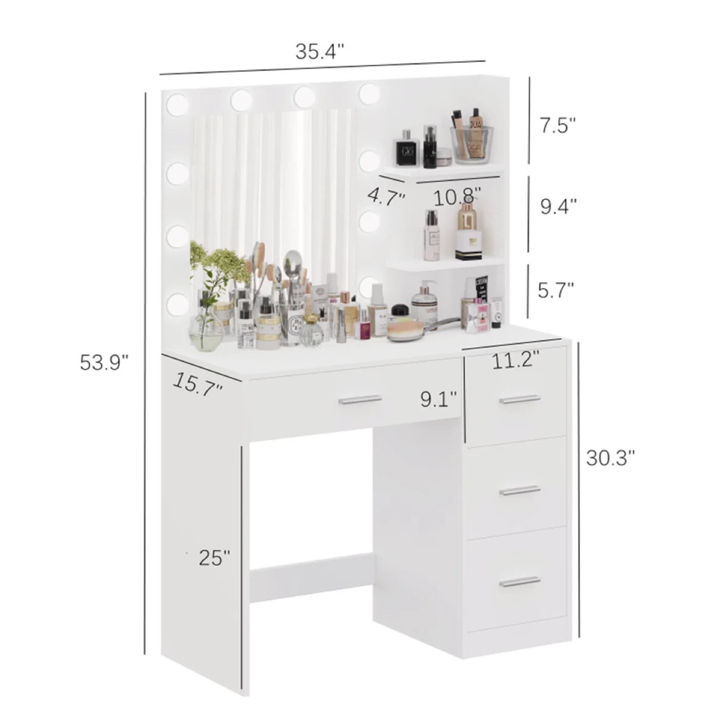 Ebern Designs Makeup Vanity Table with Light Mirror - BNIB - photo 3