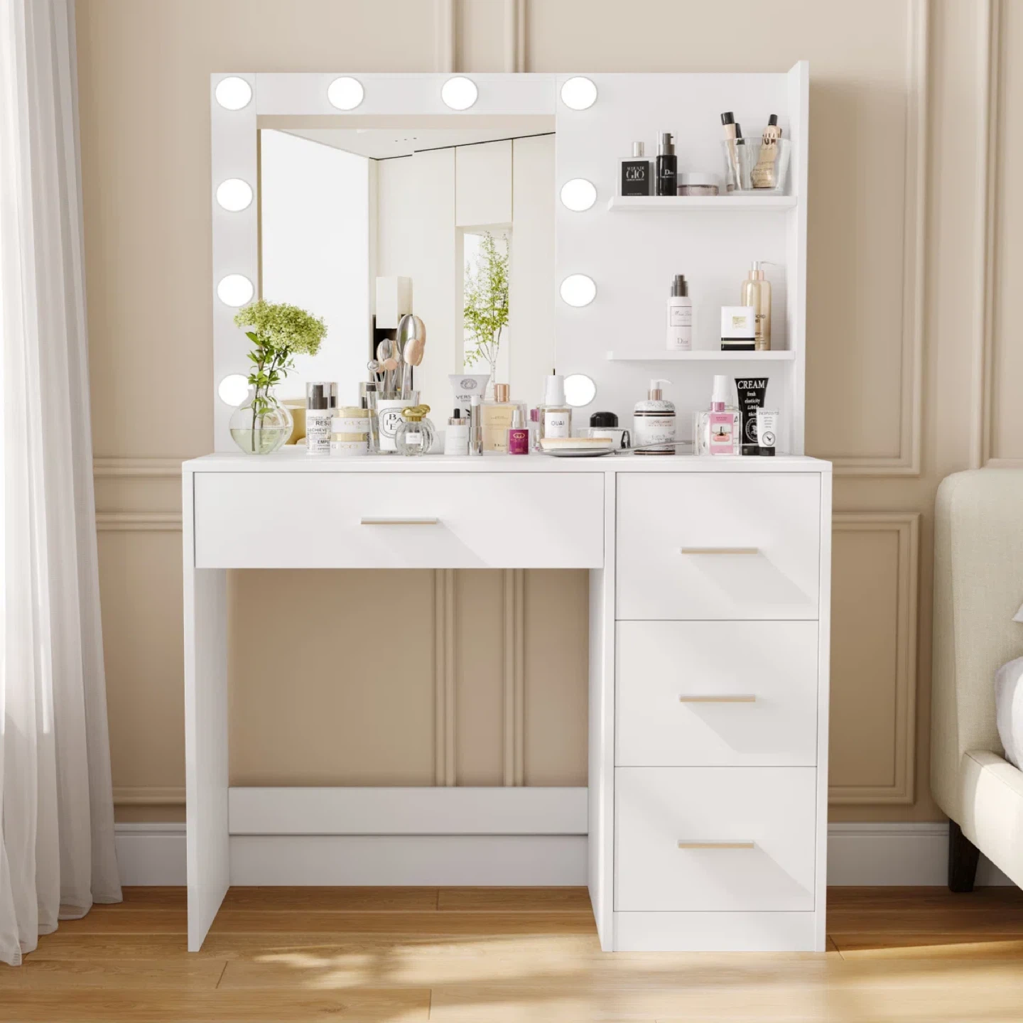 Ebern Designs Makeup Vanity Table with Light Mirror - BNIB