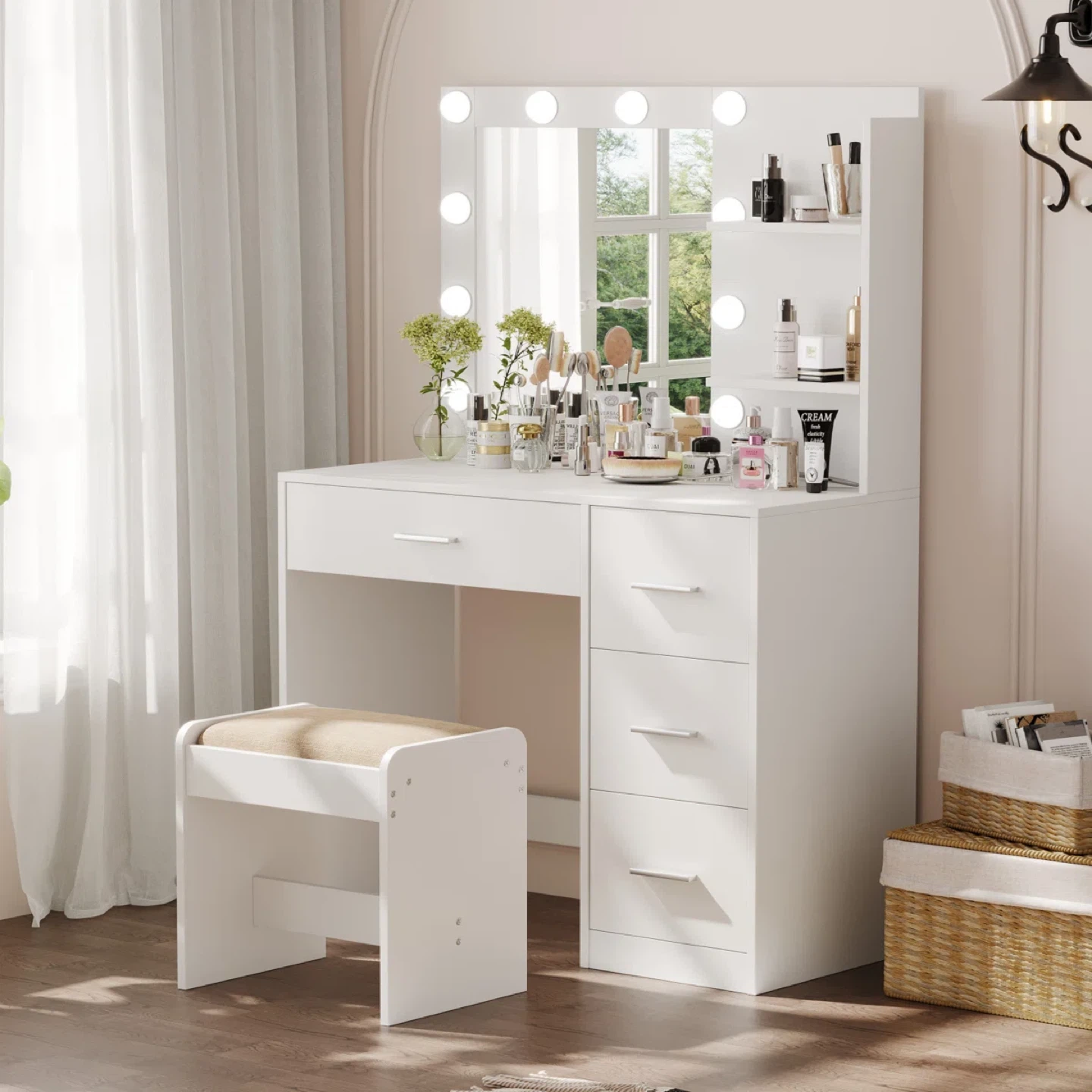 Ebern Designs Makeup Vanity Table with Light Mirror - BNIB - photo 4