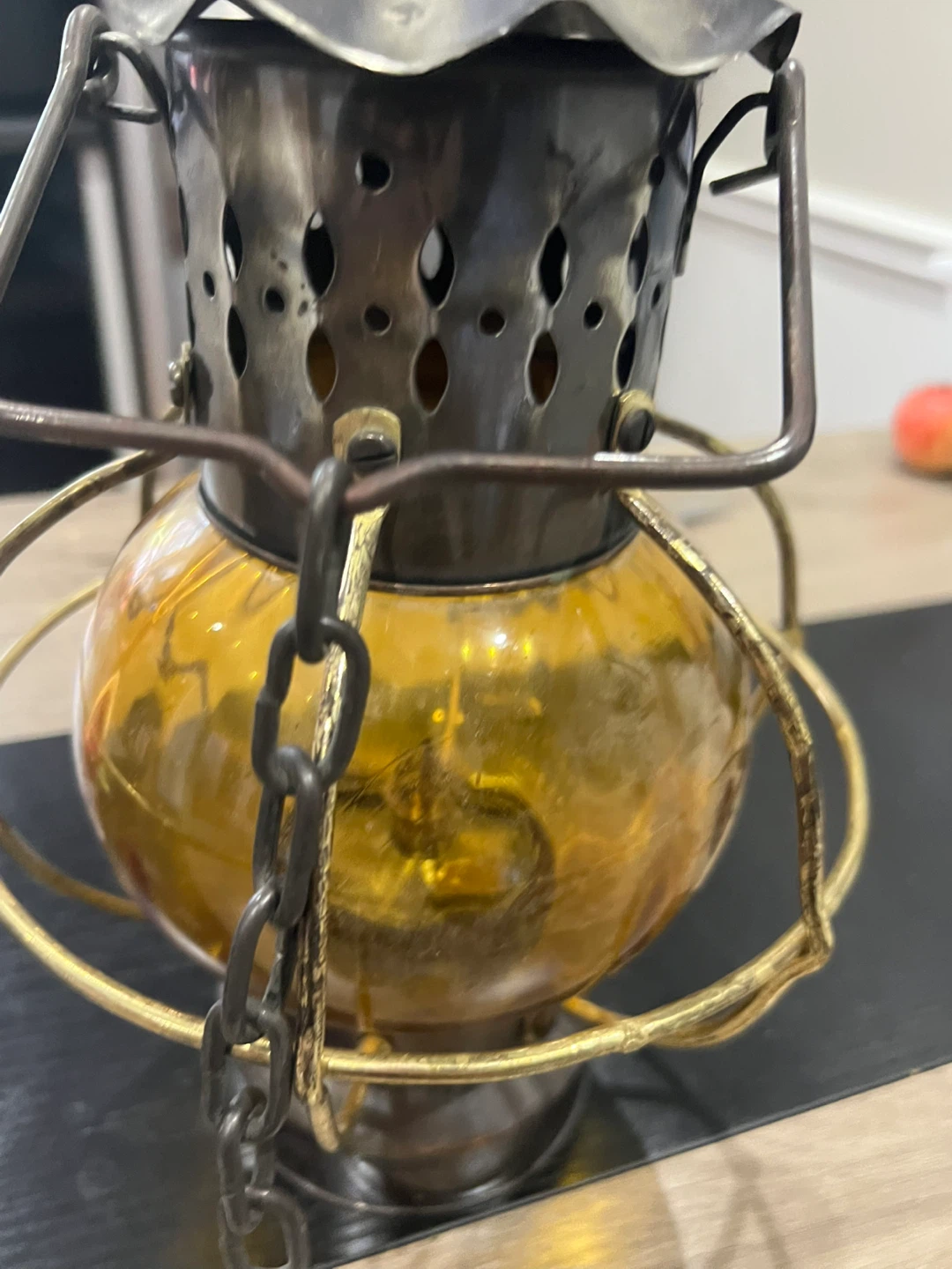 Vintage Style Amber Glass Lantern