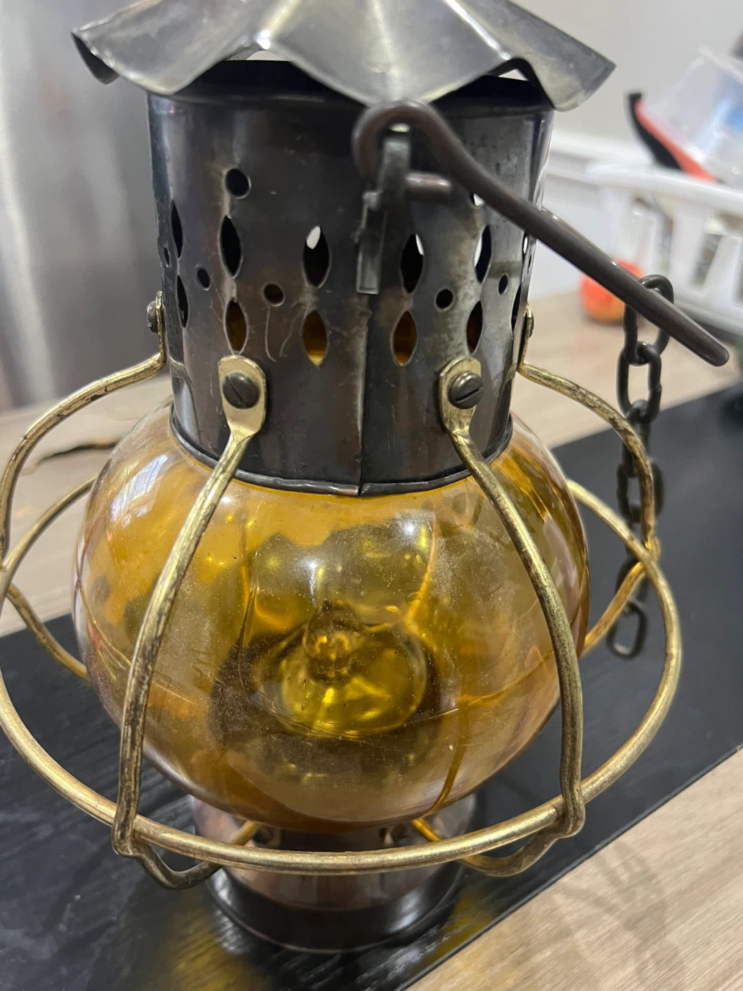 Vintage Style Amber Glass Lantern - photo 2