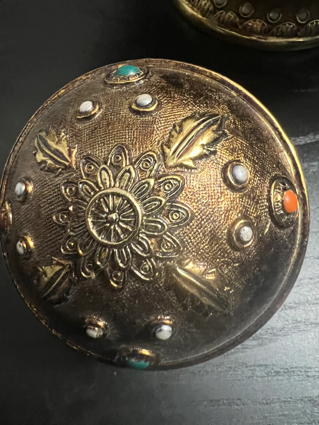 Decorative Gold Bowl with Ornate Orbs - photo 3