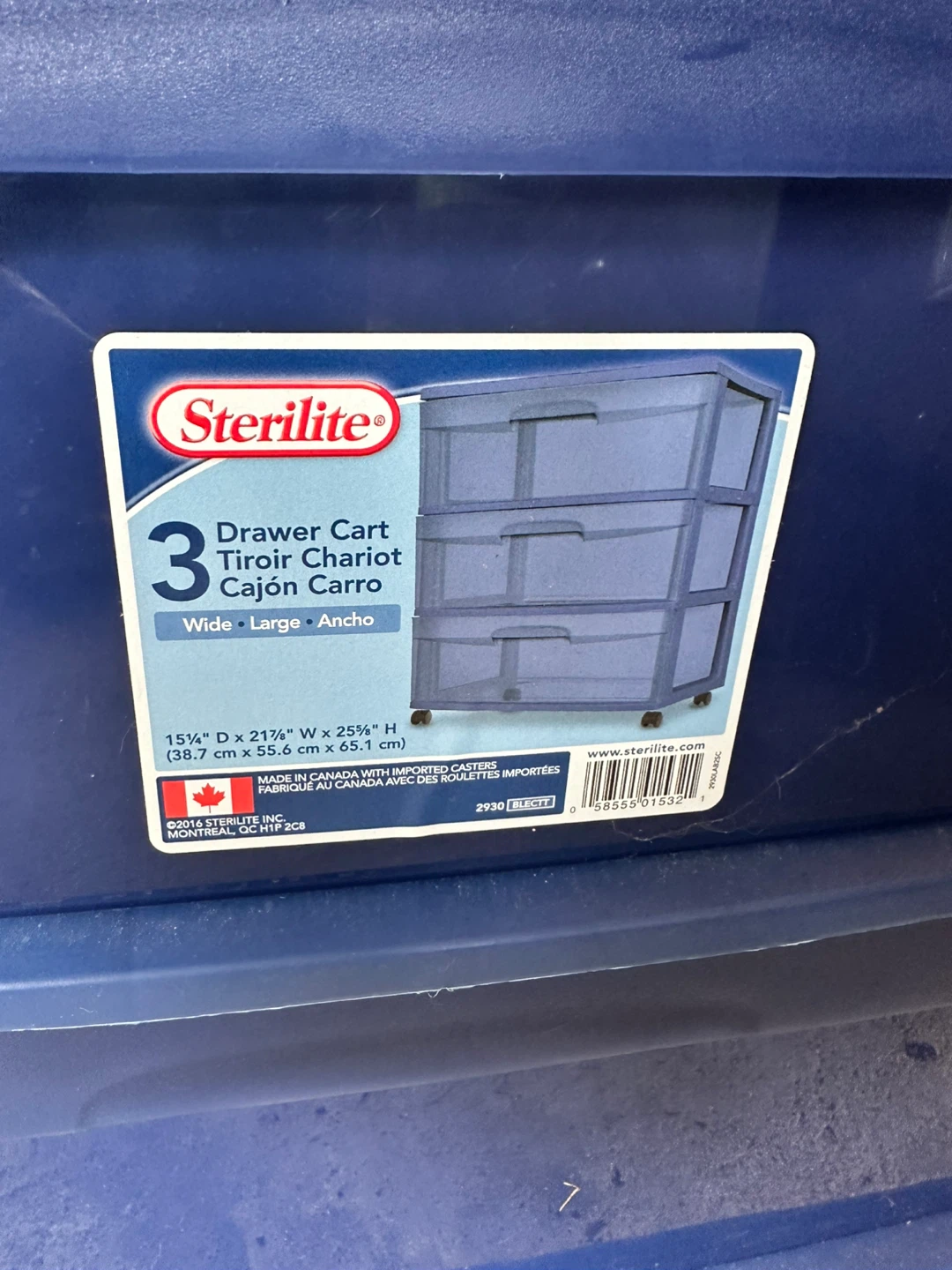 Sterilite 3 Drawer Cart - Wide & Large