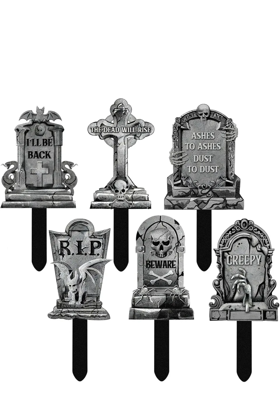 6-Piece Halloween Metal Tombstone Decorations - New! image indicator(4)