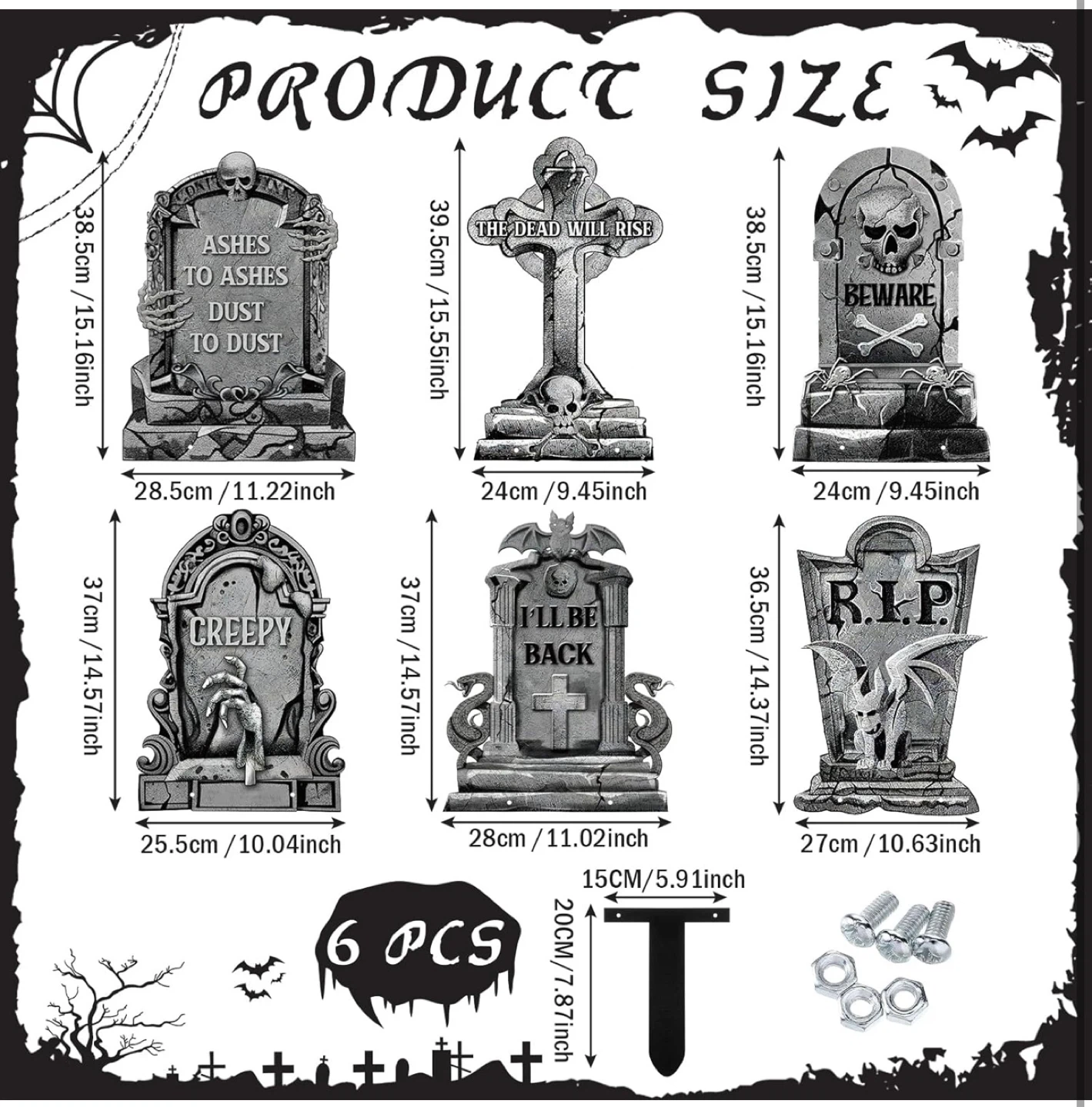 6-Piece Halloween Metal Tombstone Decorations - New! - photo 3