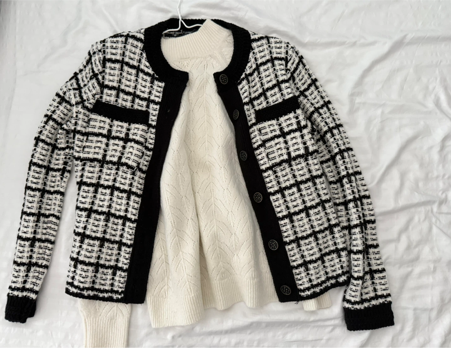 Tweed Cardigan - Black and White