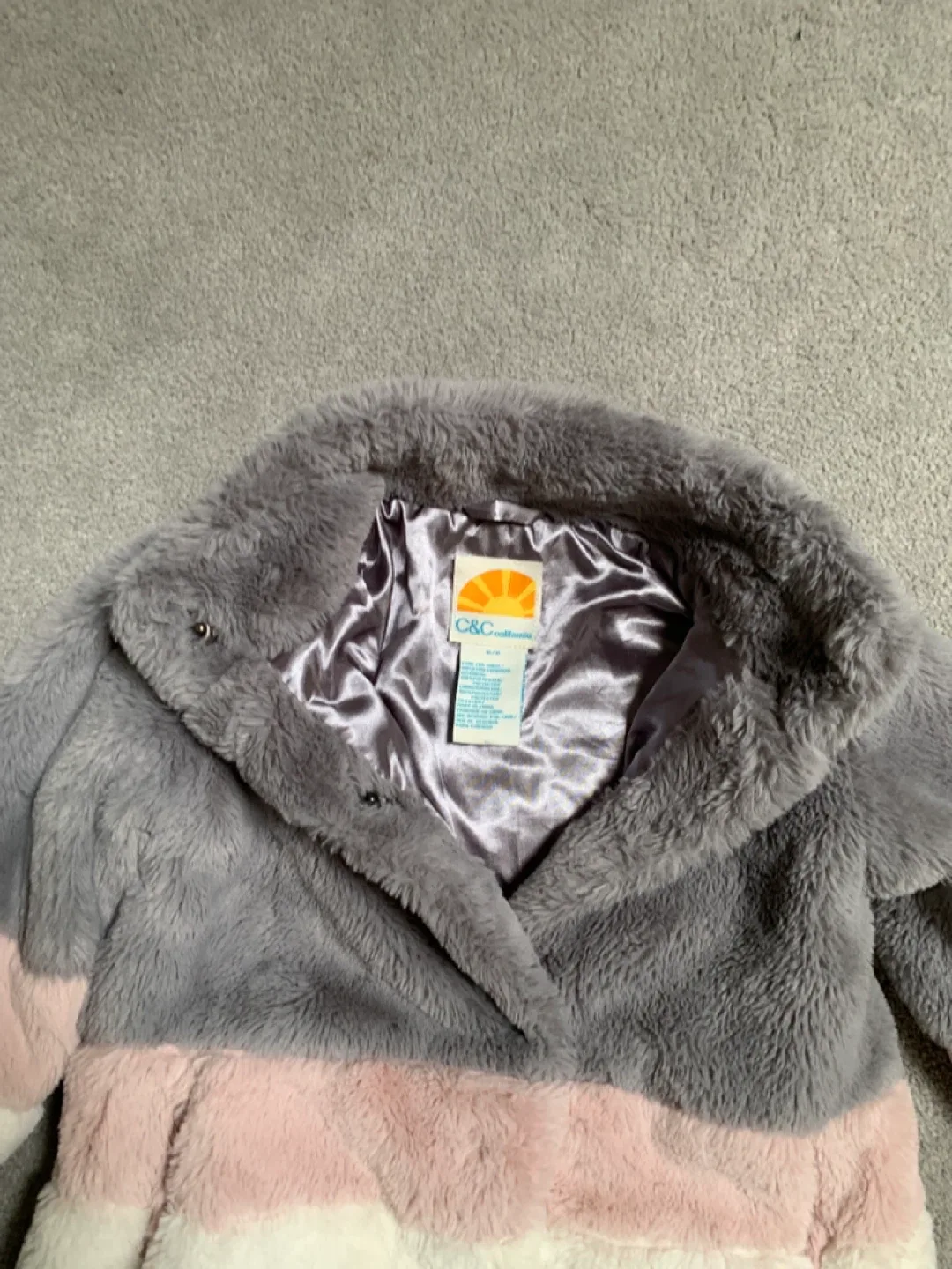 C&C California Faux Fur Jacket - Pink, Grey, White image indicator(3)