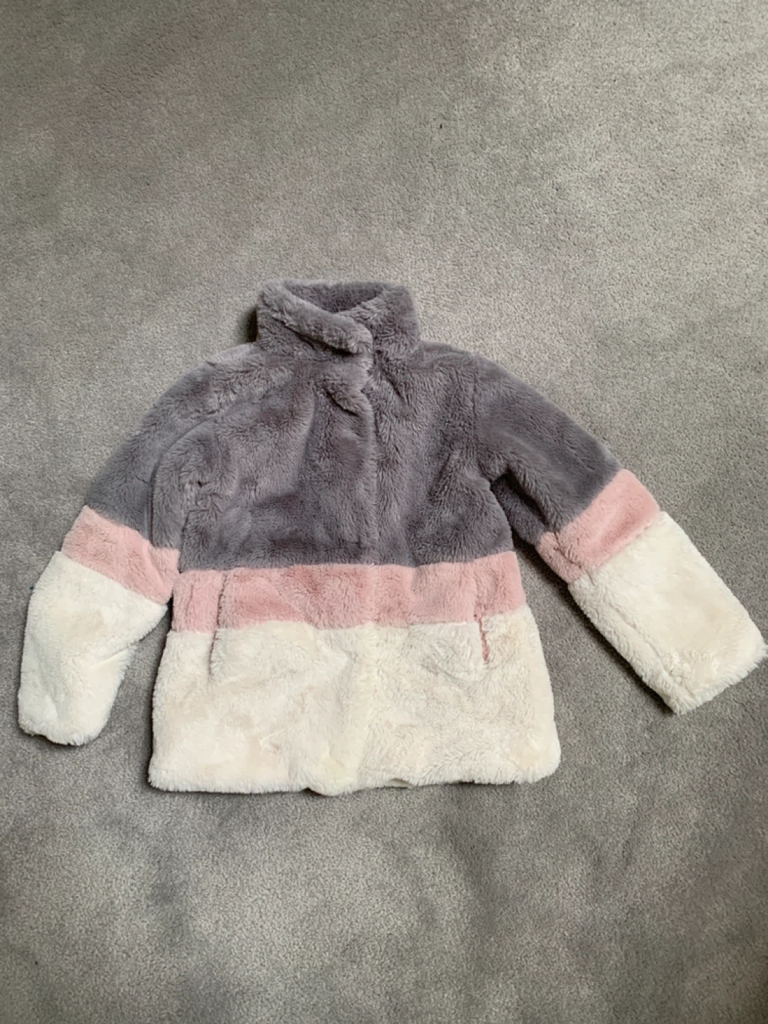C&C California Faux Fur Jacket - Pink, Grey, White