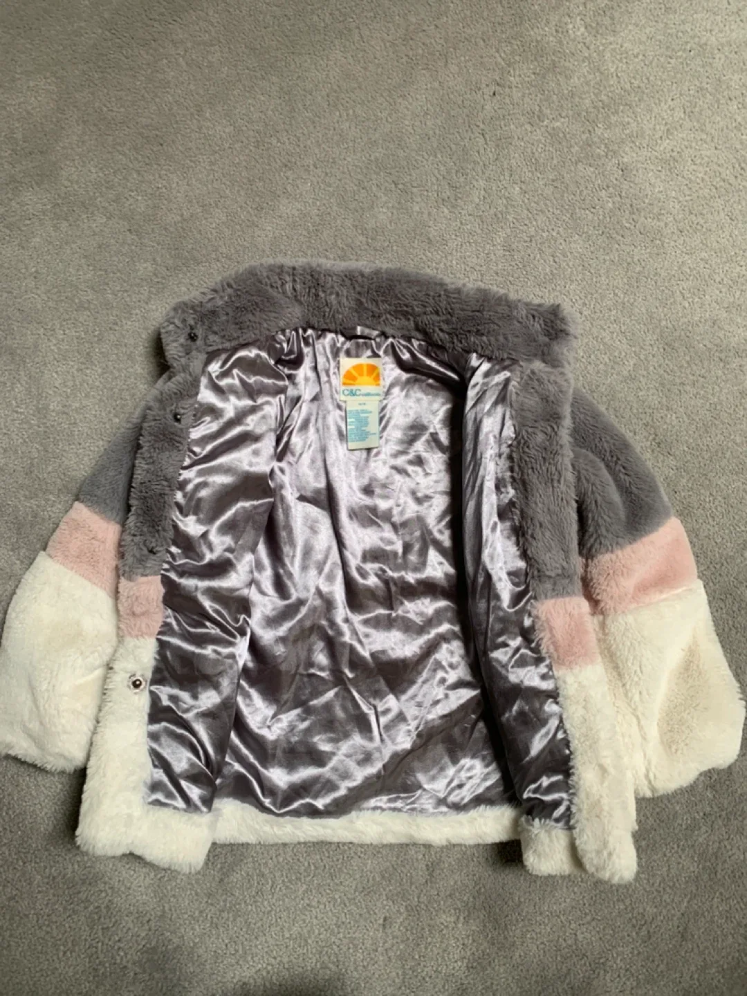 C&C California Faux Fur Jacket - Pink, Grey, White image indicator(6)
