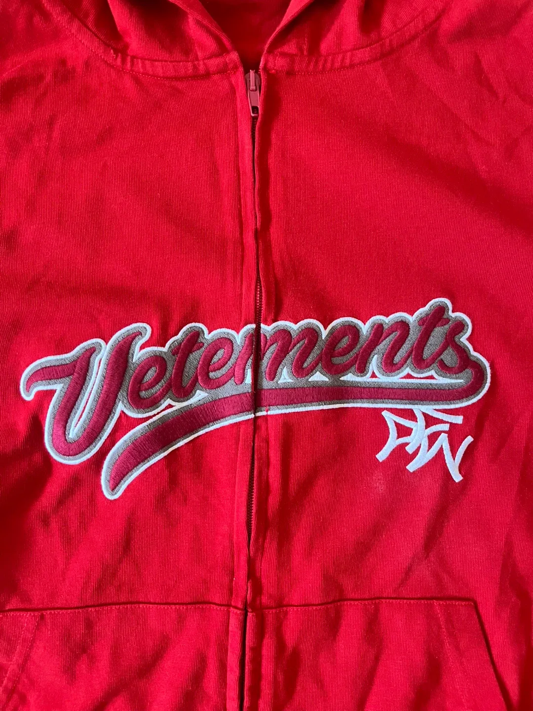 Red Vetements baseball zip up hoodie image indicator(2)