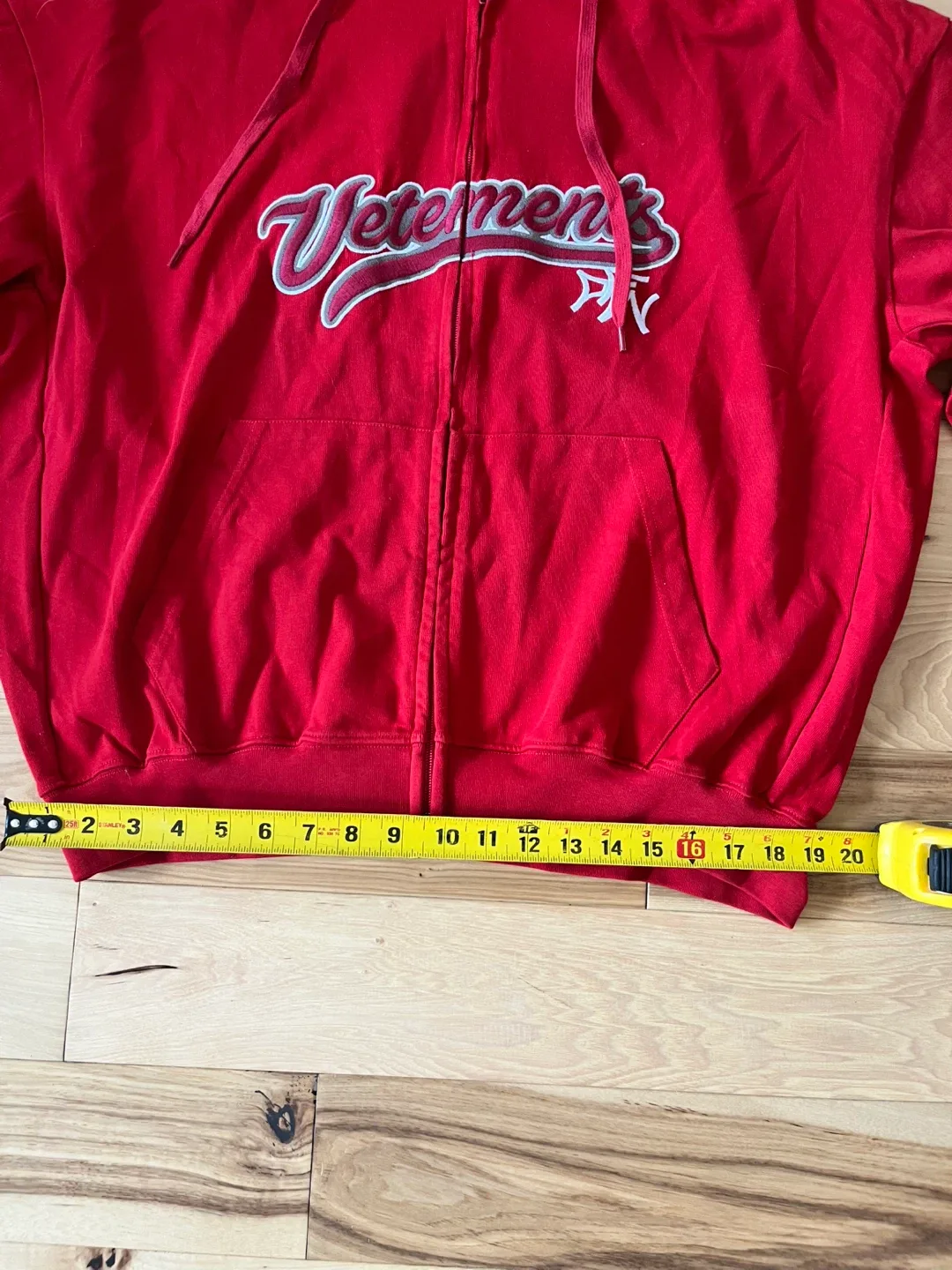 Red Vetements baseball zip up hoodie image indicator(6)