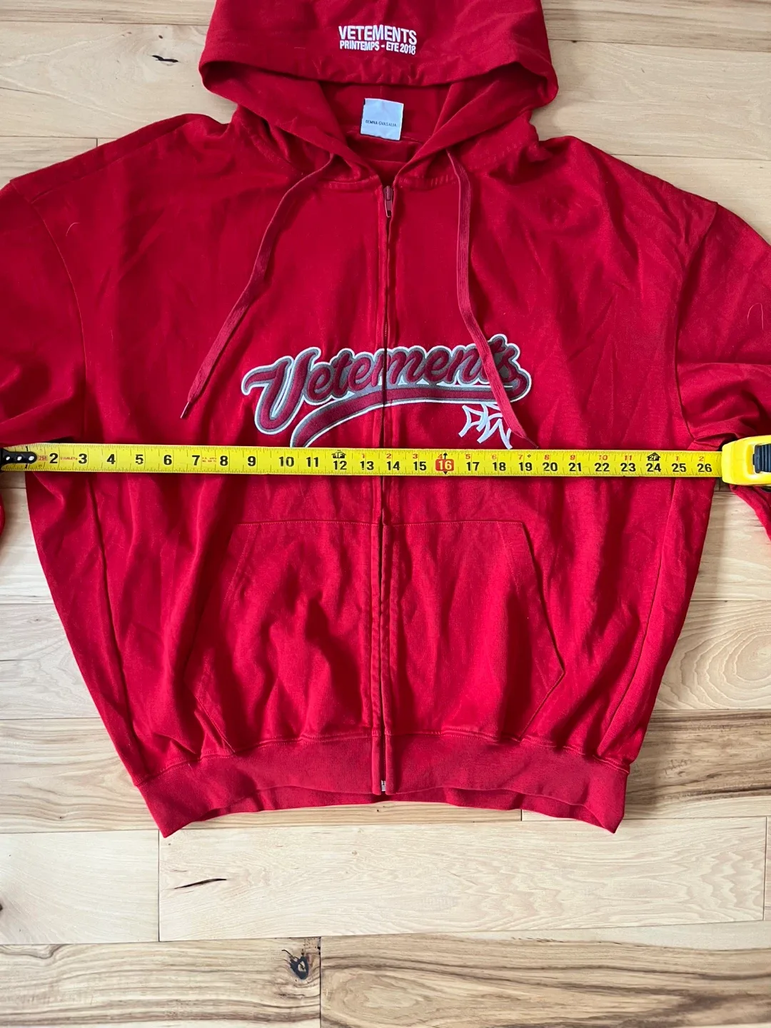 Red Vetements baseball zip up hoodie image indicator(5)