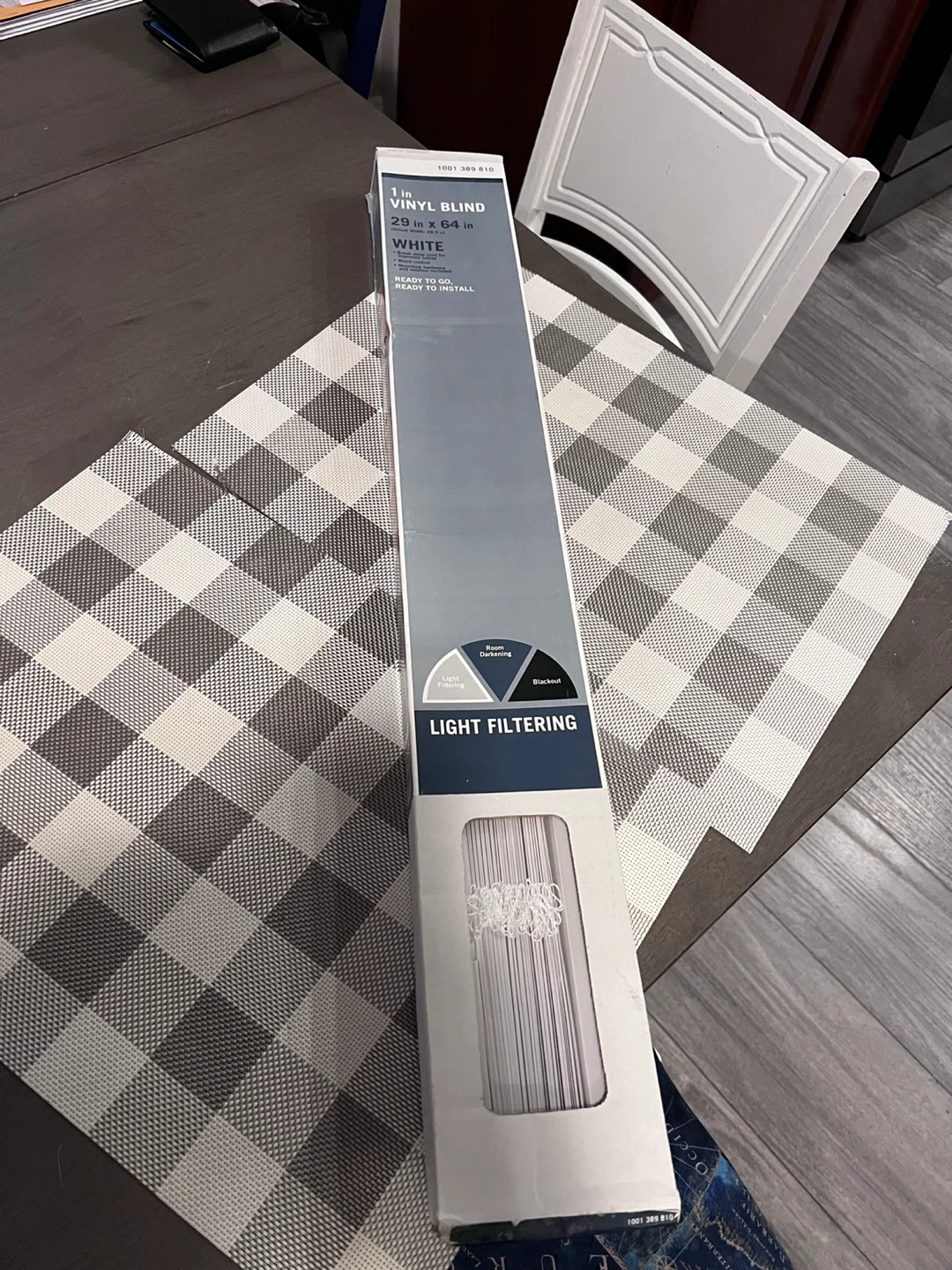 1 in Vinyl Blind, 29 x 64 in, White