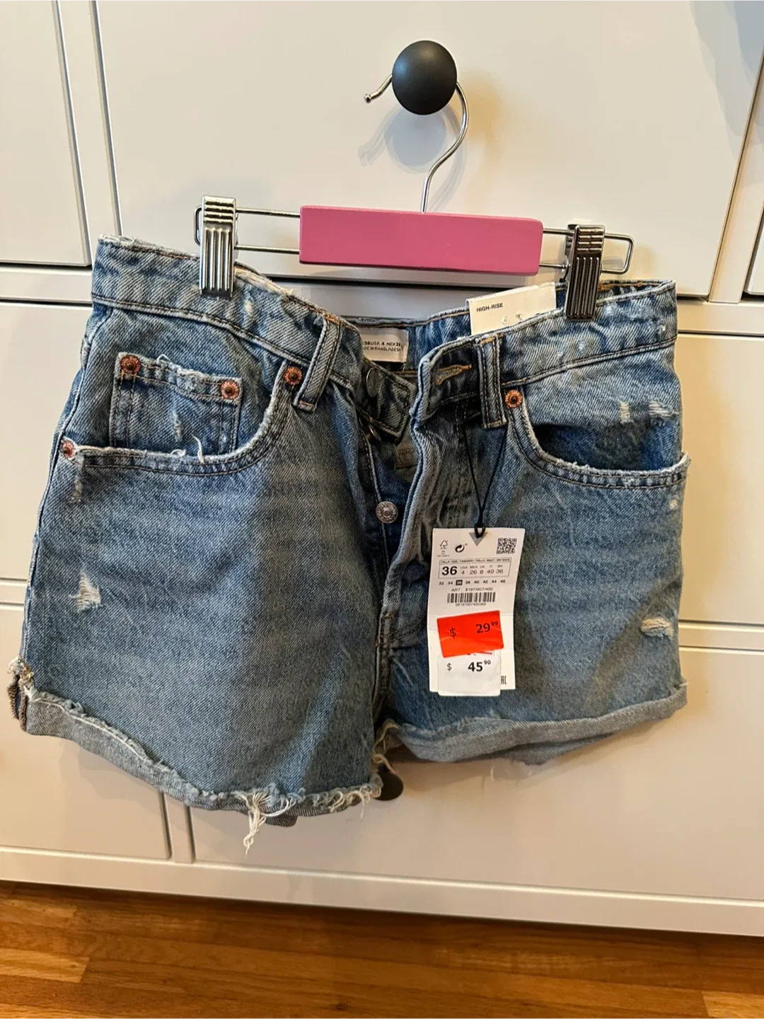 Zara High Rise Denim Shorts - Size 36 thumbnail