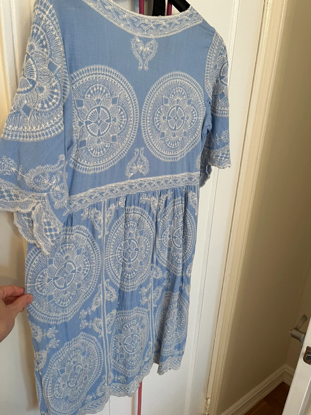 Blue Embroidered Dress - Viscose and lane - photo 2