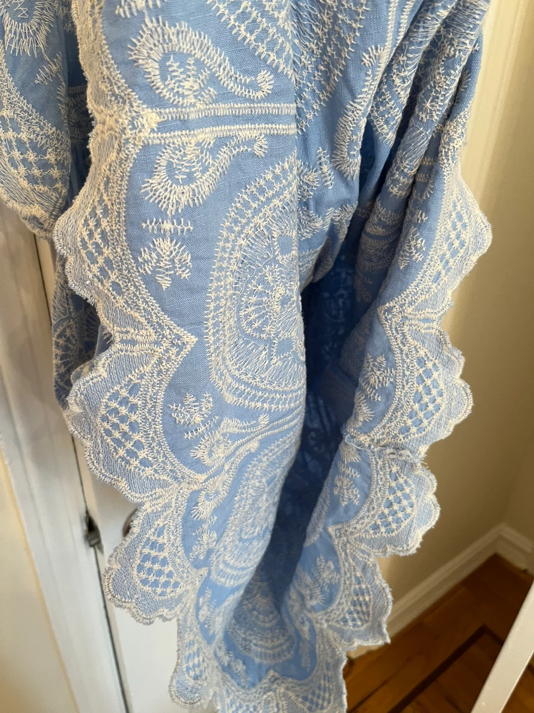 Blue Embroidered Dress - Viscose and lane - photo 3