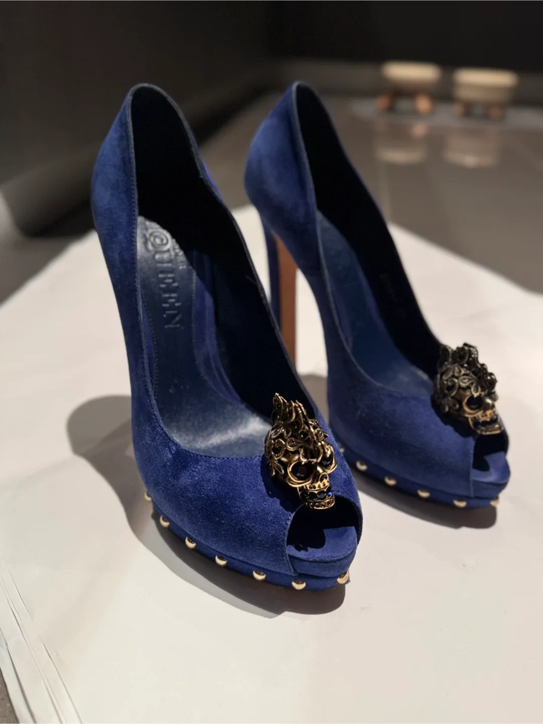 Alexander McQueen Blue Suede Heels - Size 37 image indicator(10)