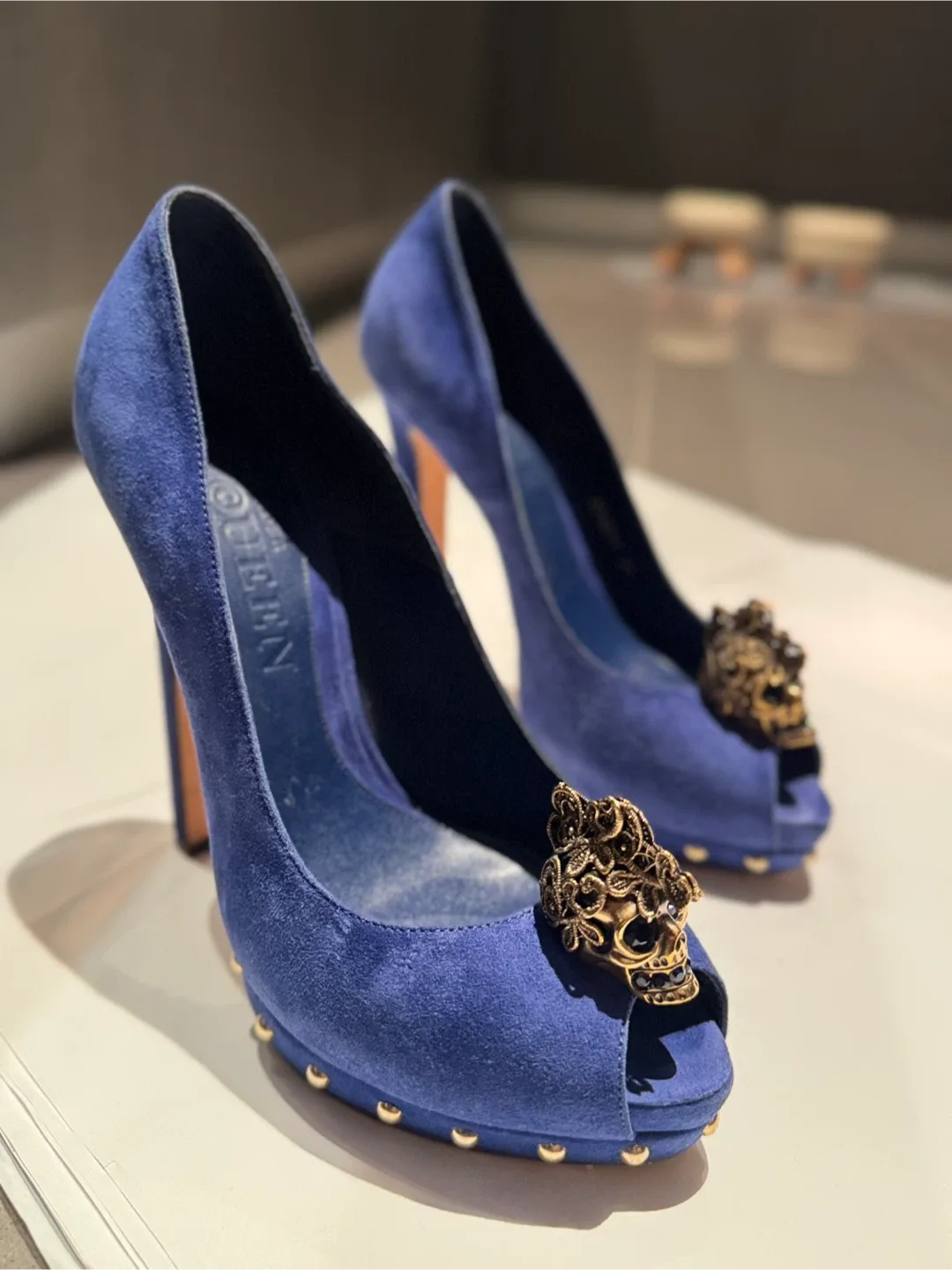 Alexander McQueen Blue Suede Heels - Size 37 image indicator(8)