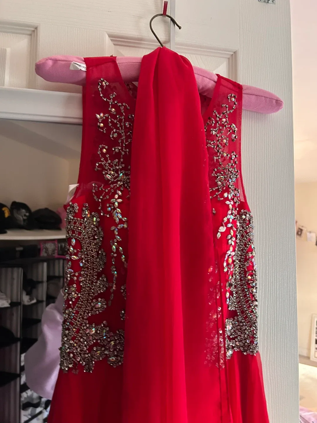 Red Rhinestone Dress + Scarf accessory image indicator(3)
