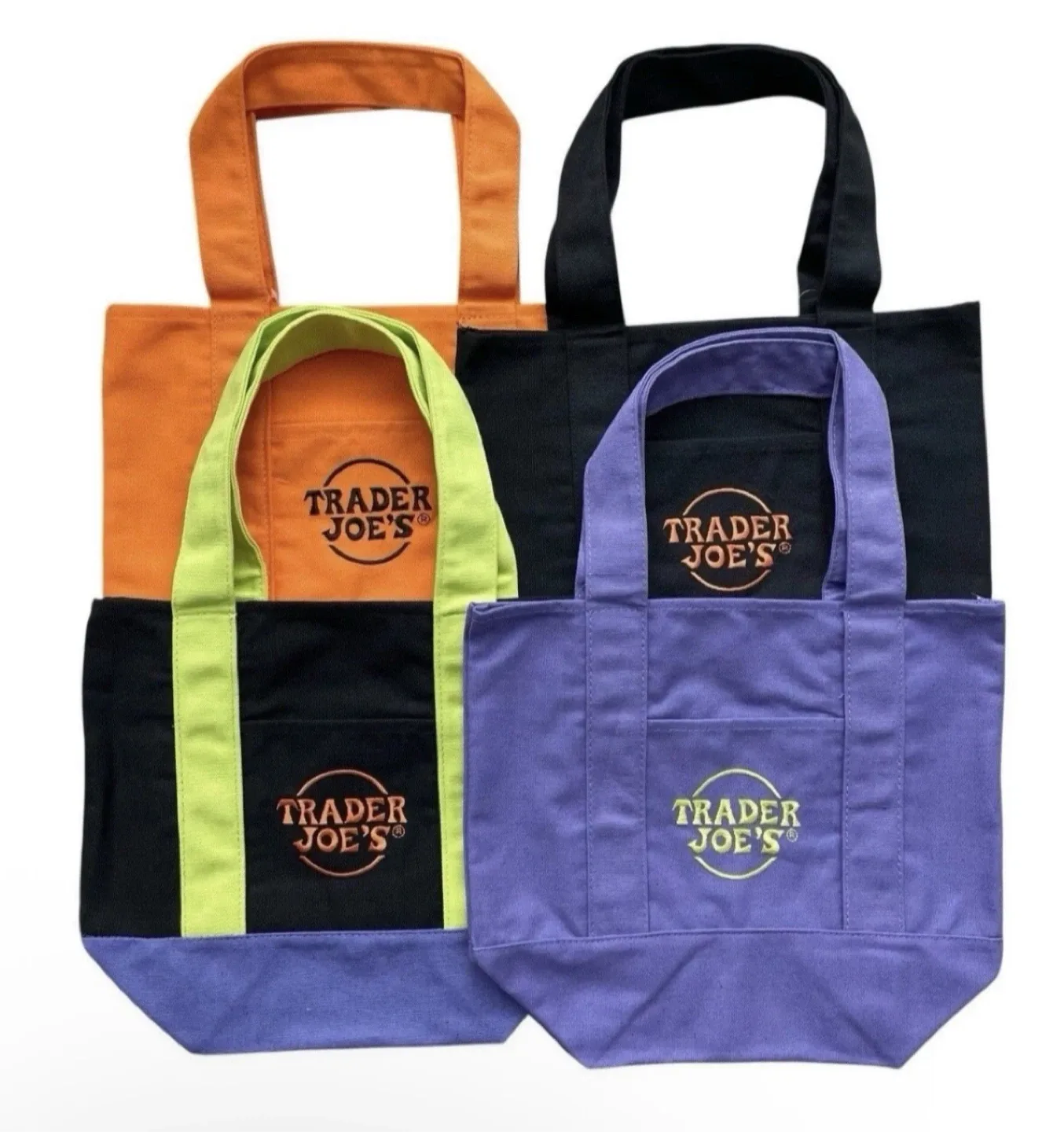 Trader Joe's   Halloween Canvas Tote Bag  - New! 4-pieces